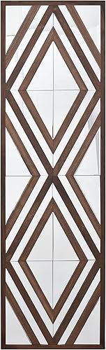 Modern Aspen Espejo de pared de doble diamante, 72 pulgadas, marrón