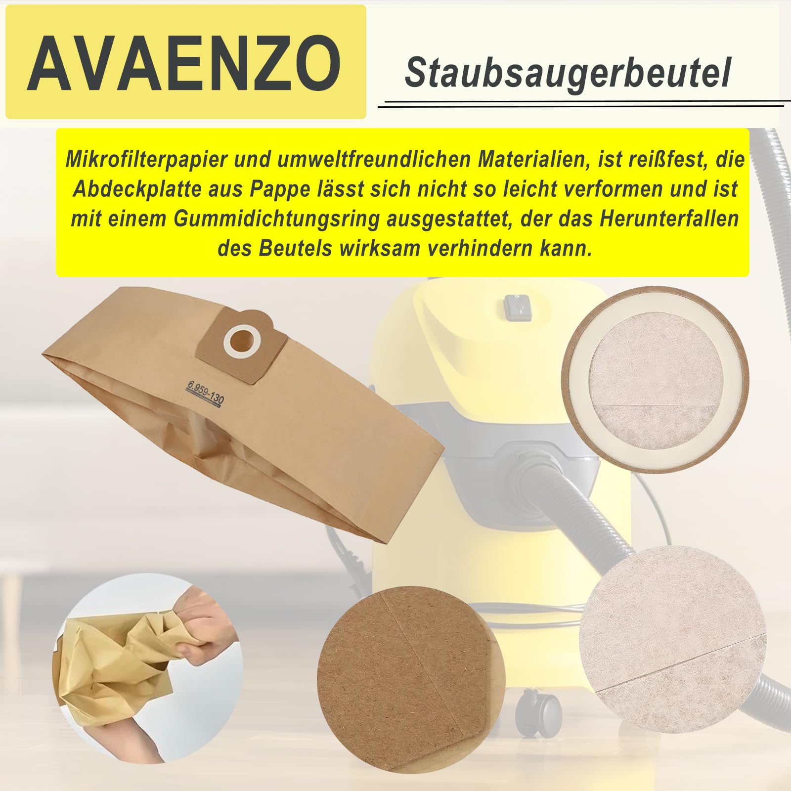 12 sztuk worków do odkurzacza 1 sztuka filtr nabojowy do odkurzacza Kärcher WD3 WD3 Premium MV3 SE 4001 SE 4002 WD3.200 odkurzacz, zamiennik do odkurzacza 6.959-130.0, 6.414-552.0