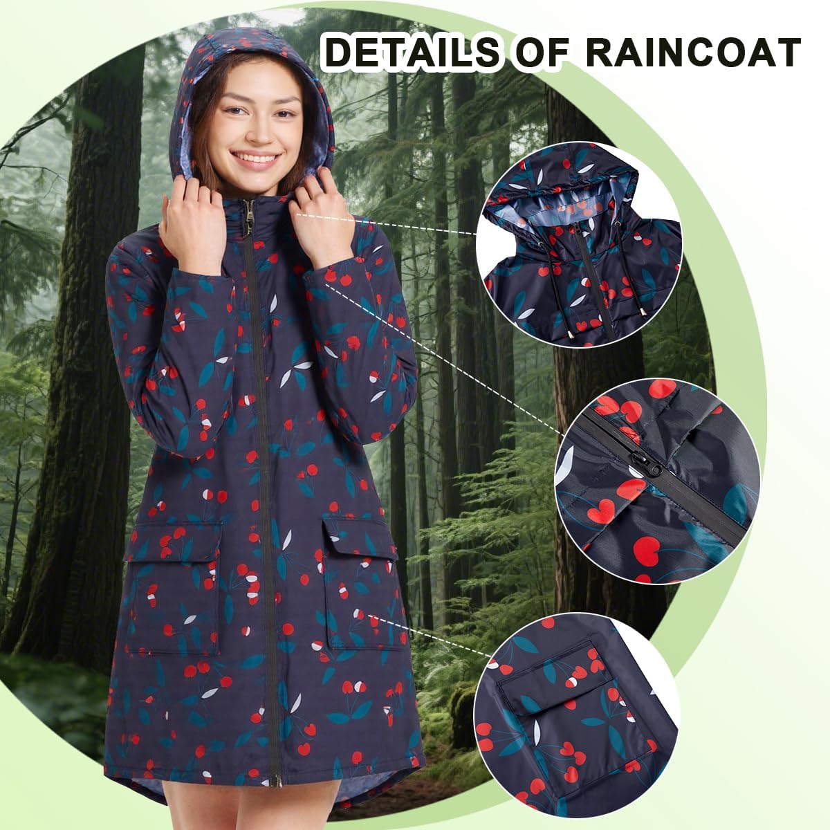 Women Waterproof Lightweight Rain Jacket Outdoor Hooded Raincoat - Image 2