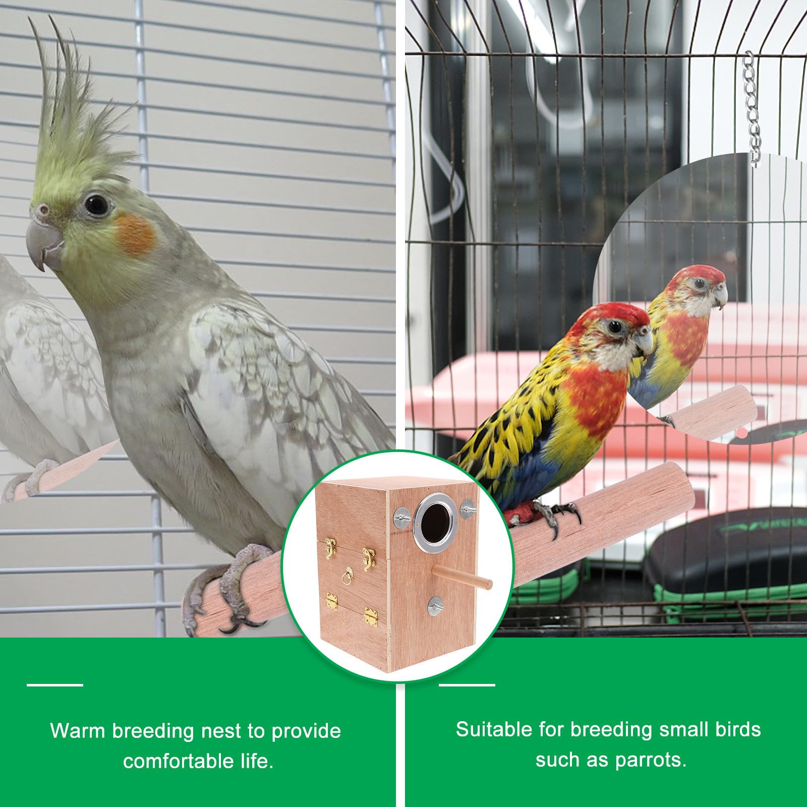 Caja de Cría para Pájaros Colgante de Madera, Refugio Seguro