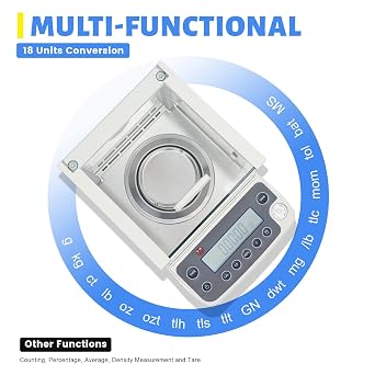 Lab Analytical Balance, 0.0001g High Precision Lab Scale 120g Analytical Lab Balance Digital Jewelry Weighing Scale with Windshield for Laboratories Industrial Jewelry