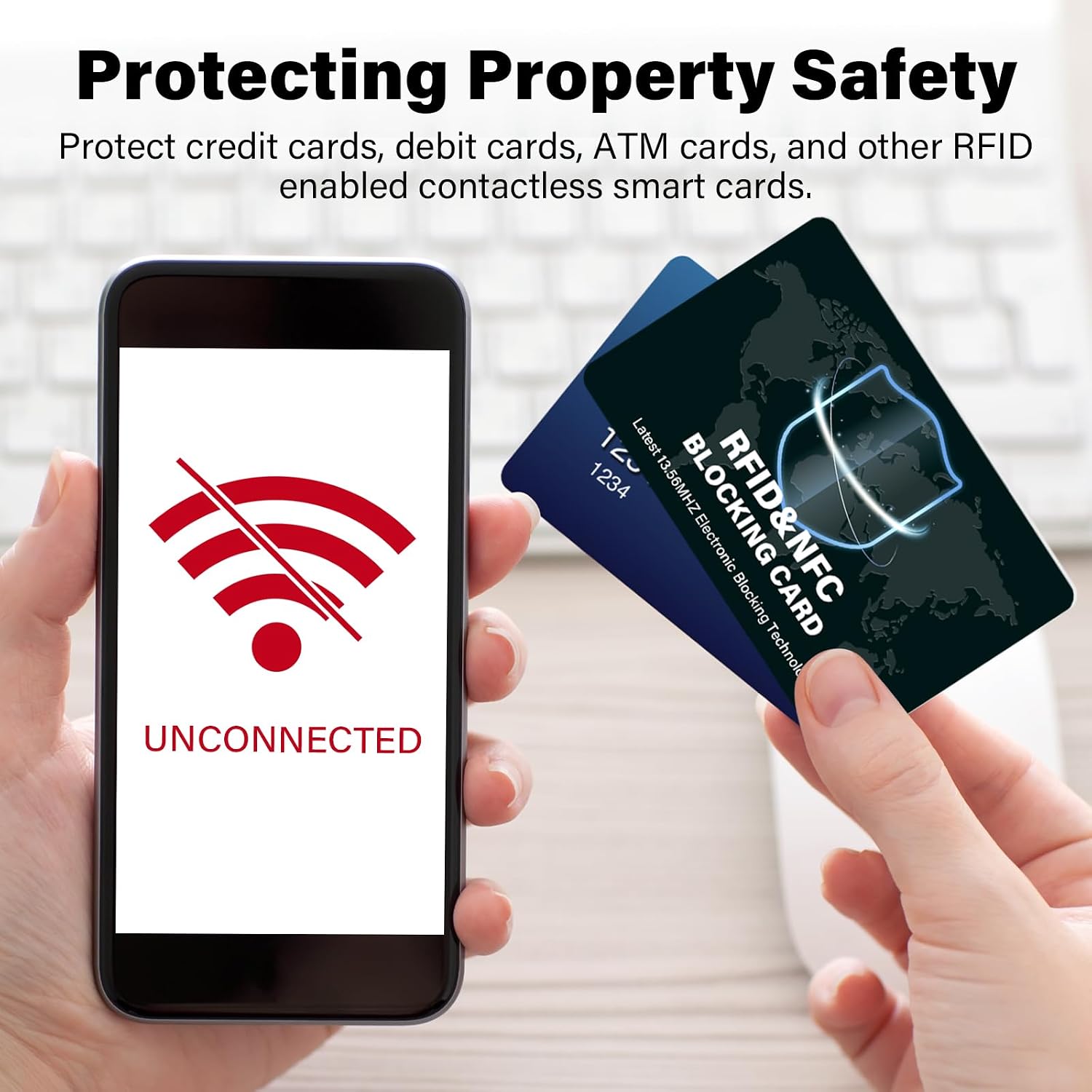 RFID Blocking Card 12 Pack, Advanced Non-Contact NFC Debit Credit Card Passport Protection,Wallet Protector Blocker Guard