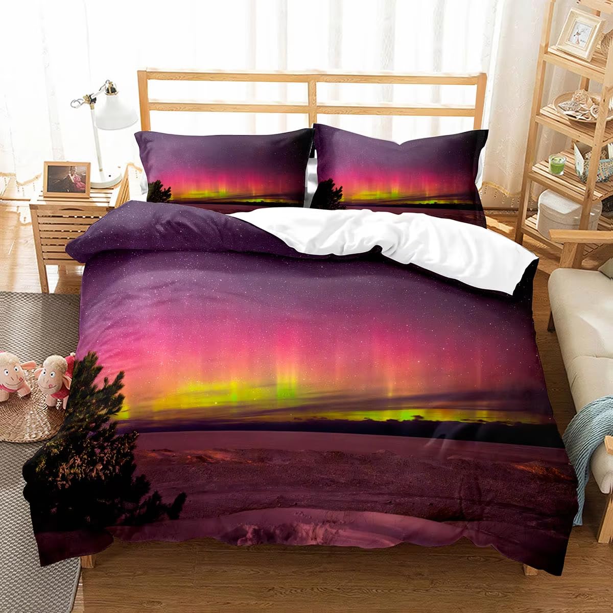 Housse de couette Northern Lights contre la literie terne, parure de lit grand format
