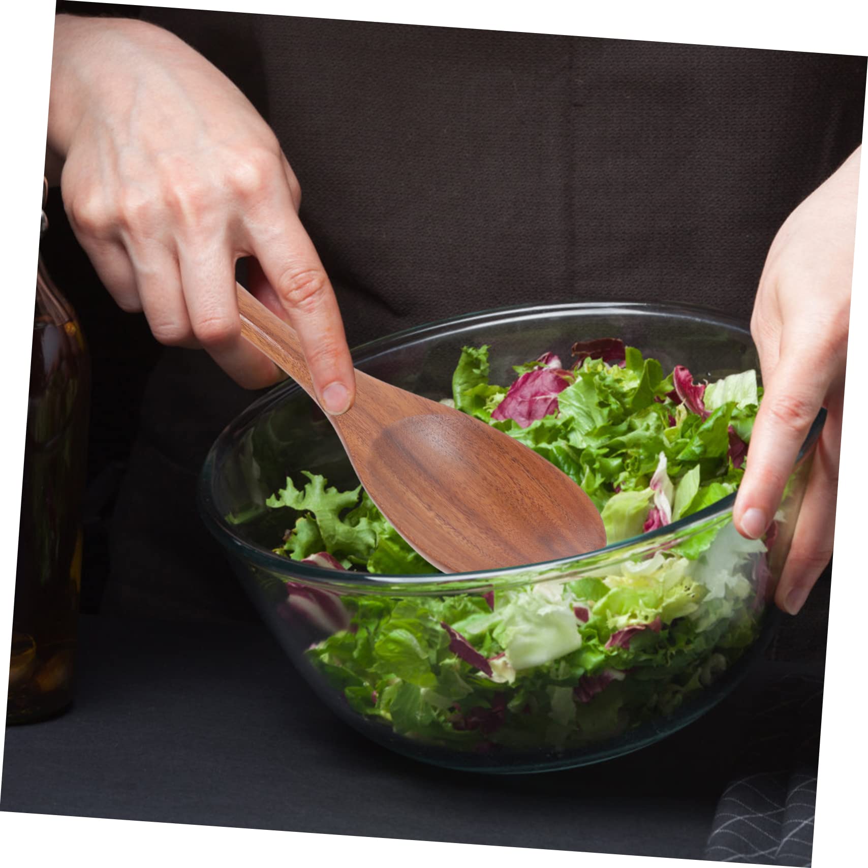 NAMOARLY Acacia Wood Salad Spoon Portable Ramen Spoon Pasta Salad Non Stick Rice Spatula Dinner Spoon Pasta Cooker Salad Serving Utensil Dessert Spoons Salad Serving Spoon Yogurt Spoon