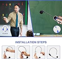 Vista 3 de Sistema de micrófono inalámbrico UHF para auriculares: Auriculares con micrófono - Pantalla digital LED, micrófono de cabeza y de mano 2 en 1