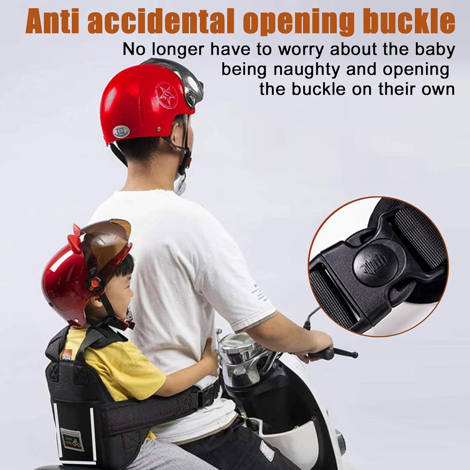 Ceinture de Sécurité Moto Enfant Réglable Harnais avec Bandes Réfléchissantes pour Voiture Électrique Bébé 2-12 Ans