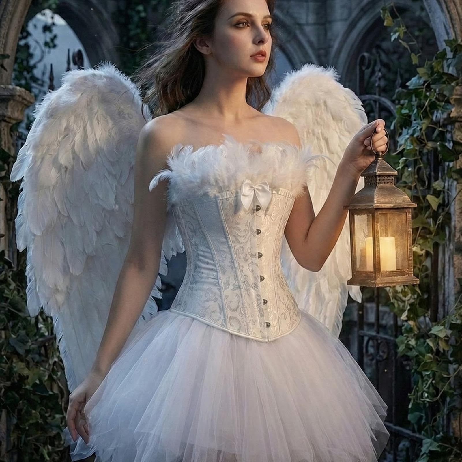 Generisch Vestito da cigno bianco, più pezzi, romantico