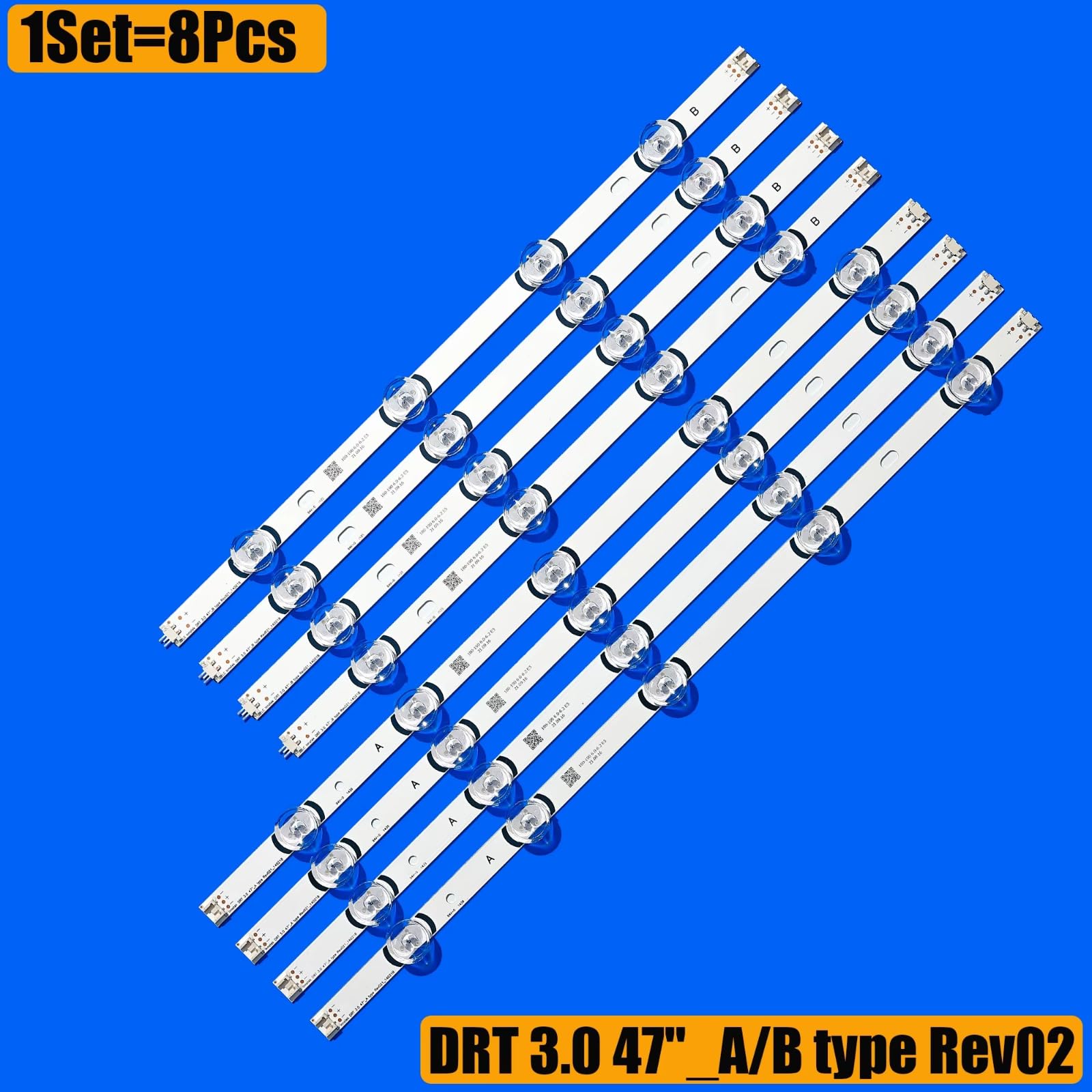 Generico KIT COMPLETO 8 BARRE LED RETROILLUMINAZIONE COMPATIBILE CON TV LG 47" 47LB630 47LB580V 47LB631 47LB650V 47LB561V 47LB652V RICAMBIO PREMIUM CON BIADESIVO