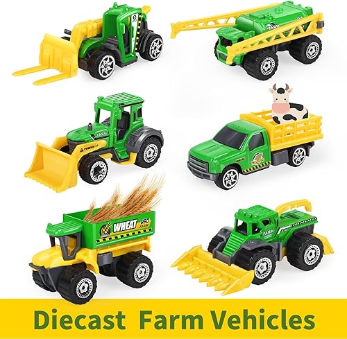 Miniatura 13 de Oriate Juego de 6 piezas de automóviles fundidos a presión, incluyendo excavadoras, carretillas elevadoras, excavadoras y otros autos de juguete