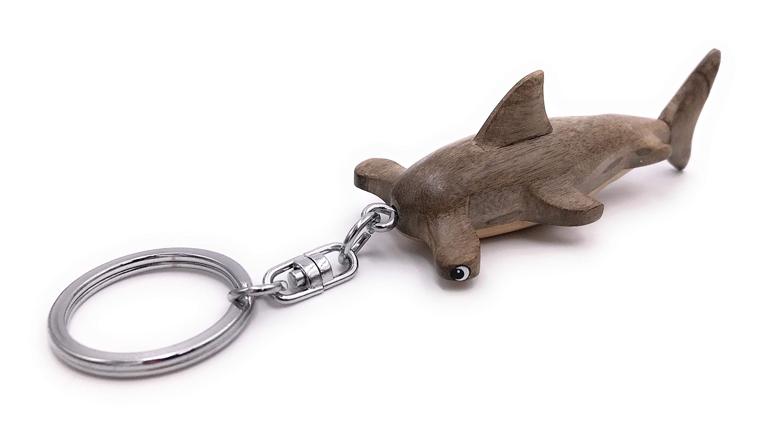 Onwomania Wooden Keychain Hammerhead Shark Sea Water Mammal Predator Pendant Charm