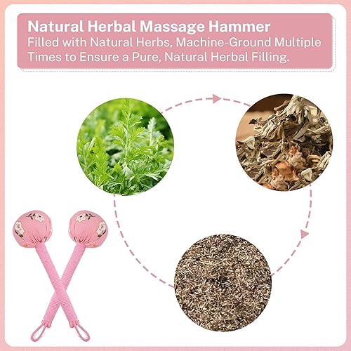 Miniatura 2 de lefeke Martillo de masaje manual, martillo de masaje de artemisa, herramienta de percusión corporal de mano para espalda, cuello, hombro, pierna,