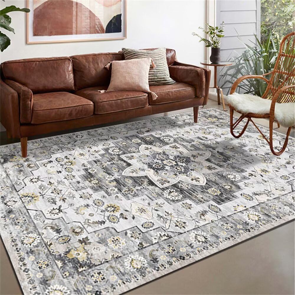 Tapis de canapé design jaune et gris 90x190cm personnalisable pour salon