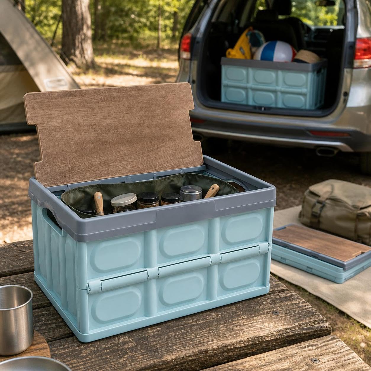 Caja almacenamiento plegable, grande con bolsa impermeable