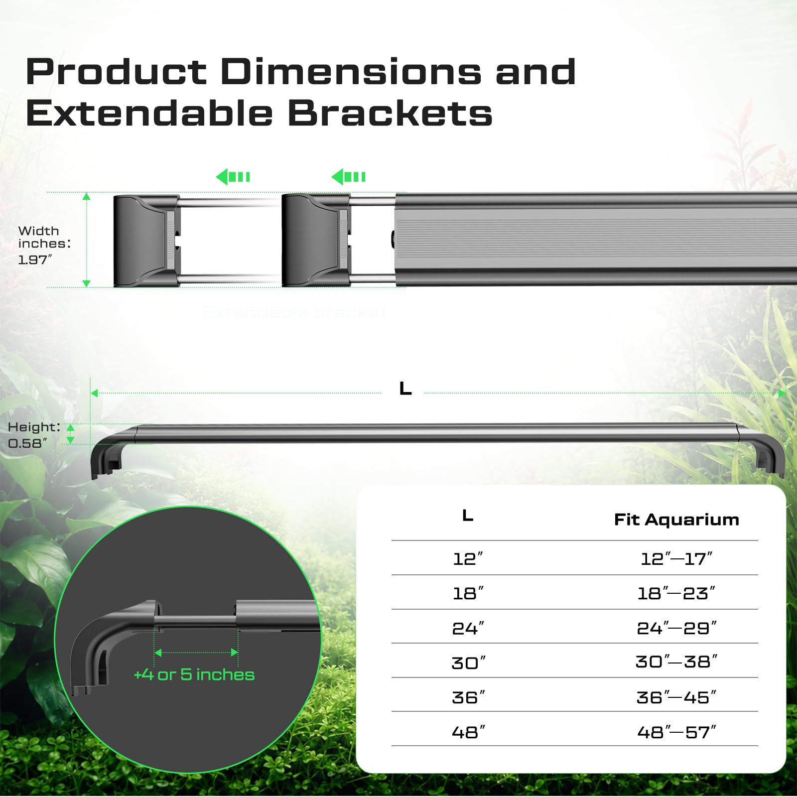LED-Aquarium-Lichter mit Fernbedienung, IP67 wasserdicht, Süßwasser-Pflanzenlicht, Vollspektrum-Fischtank-Lichter mit Timer, dimmbar RGB+W