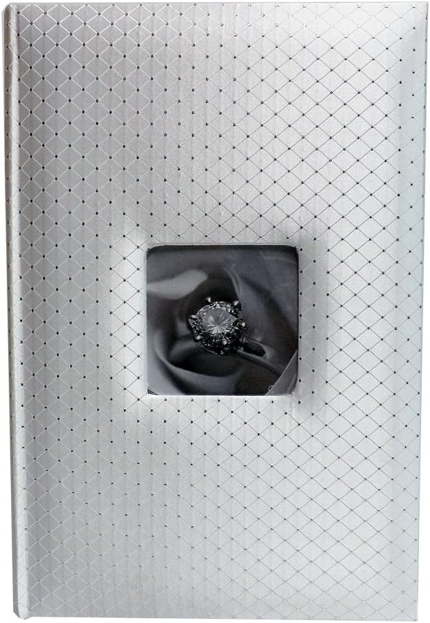 Wedding Story Photo Album,Diamond Design w/window, White,Holds 300photos, 4"x6" Photos (ONE ALBUM)