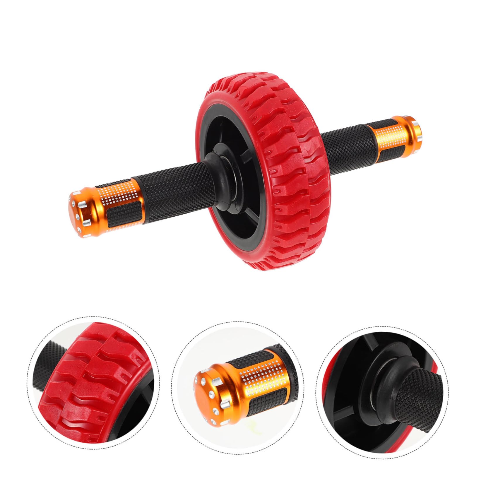 Cabilock Ruota Addominale Fitness Portatile Rosso con Manici Antiscivolo per Allenamento Core Completo Attrezzo Piccolo per Casa e Ufficio Strumento Multi-funzione per Esercizi Addominali