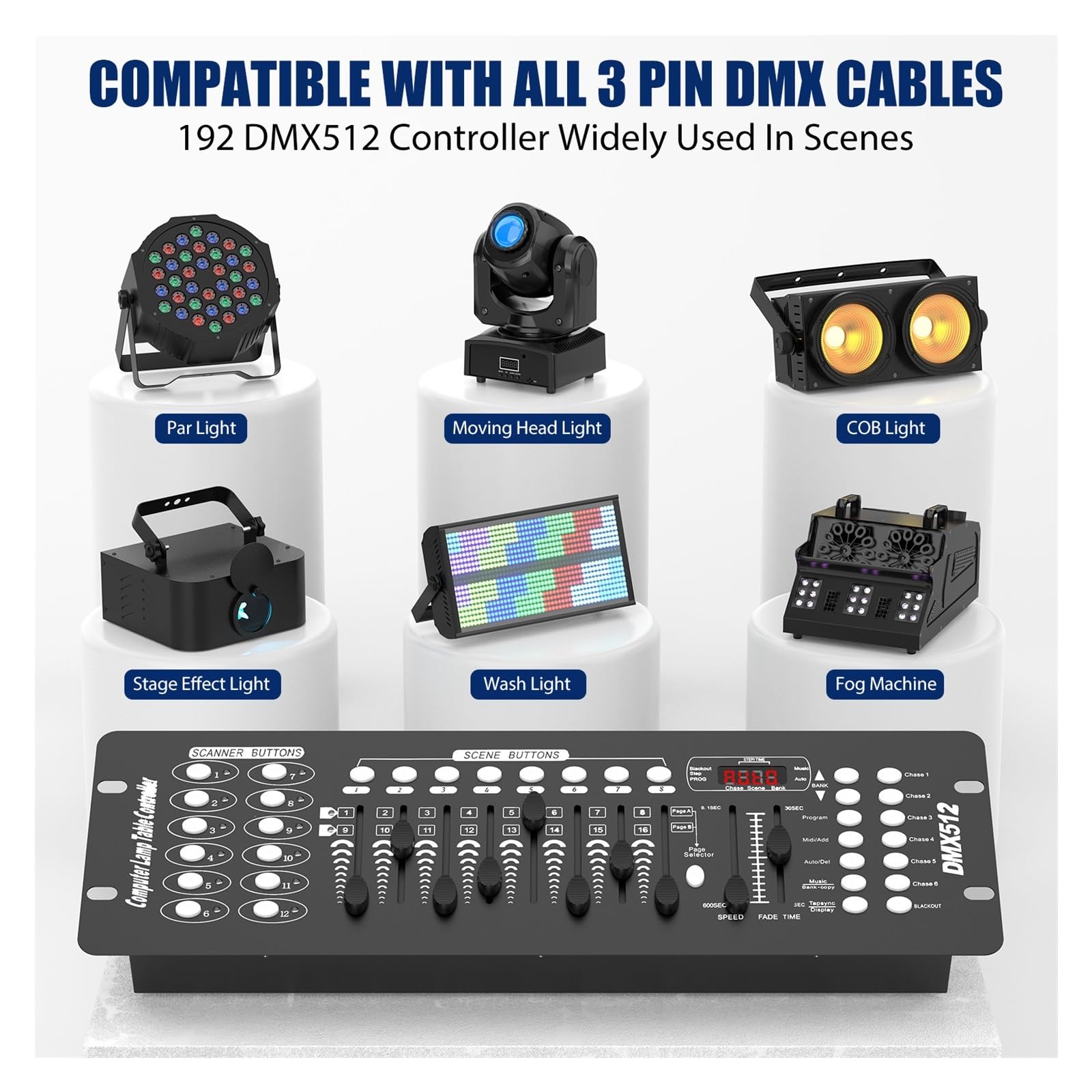 Kontroler DMX, 192 Kontroler Sprzęt DJ 512 Grand Console Kontroler oświetlenia scenicznego do Par Light Moving Head Kluby Koncerty dla pełnej kontroli