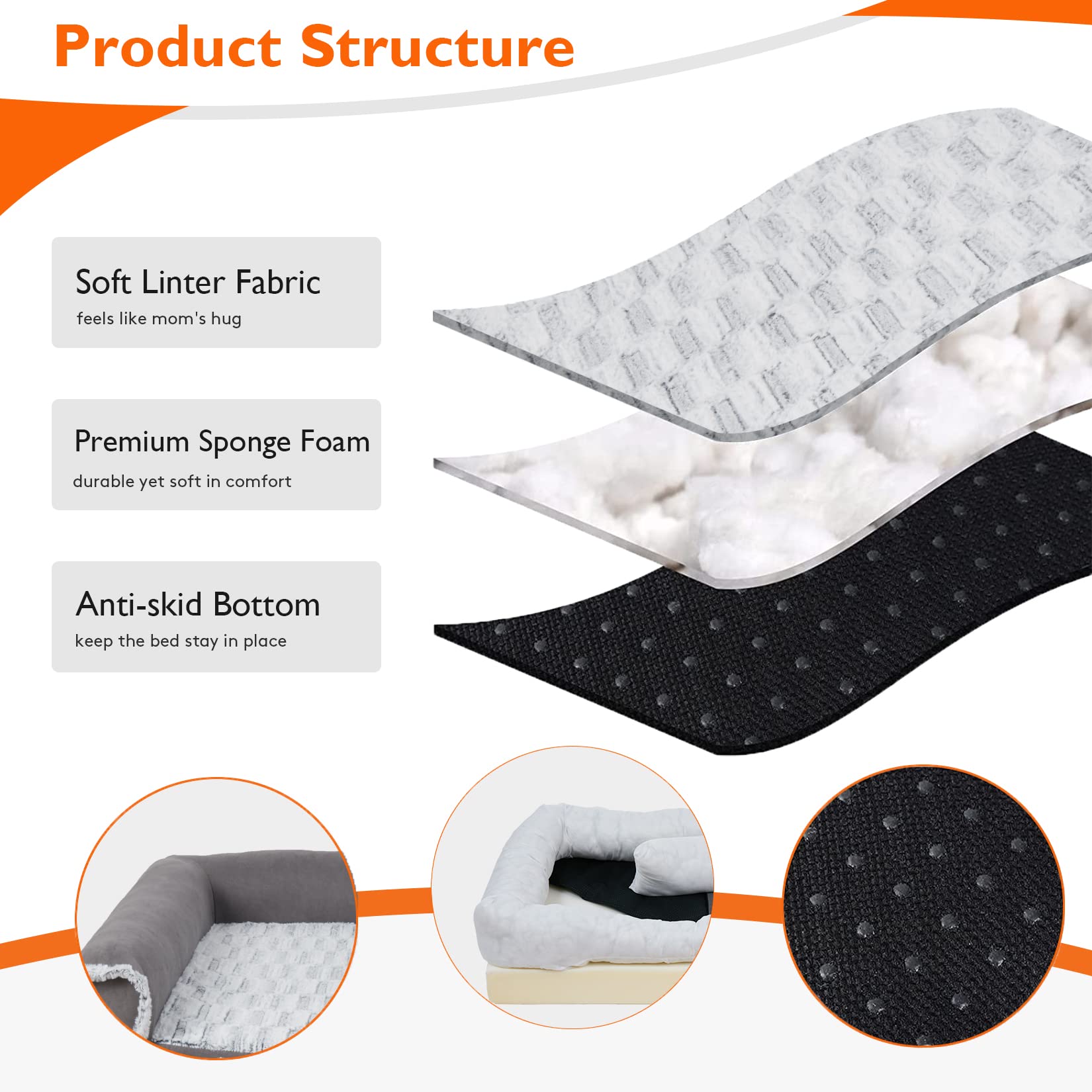 BingoPaw Cama Perro Grande Ortopedica Cama para Perros Grandes XL, 120x90x10cm Colchonetas para Perros Grandes Impermeable Sofa Perro Desenfundable Lavable, Gris
