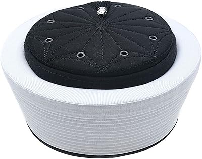 Lux Islamic Prayer Kufi, Sarik, Imam Hat, Imamah, Fez | Muslim Prayer Cap | Muslim Men Mosque Head Wear | Muslim, Imam Gift (Black, 60)