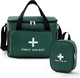2 Stück Medikamententasche Reise und Zuhause, Großkapazität Reiseapotheke Tasche Reiseapotheke, Wasserdichte Erste Hilfe Tasche leer mit Fächern, Medizintasche Notfalltasche Leer für Büro Outdoor,Grün