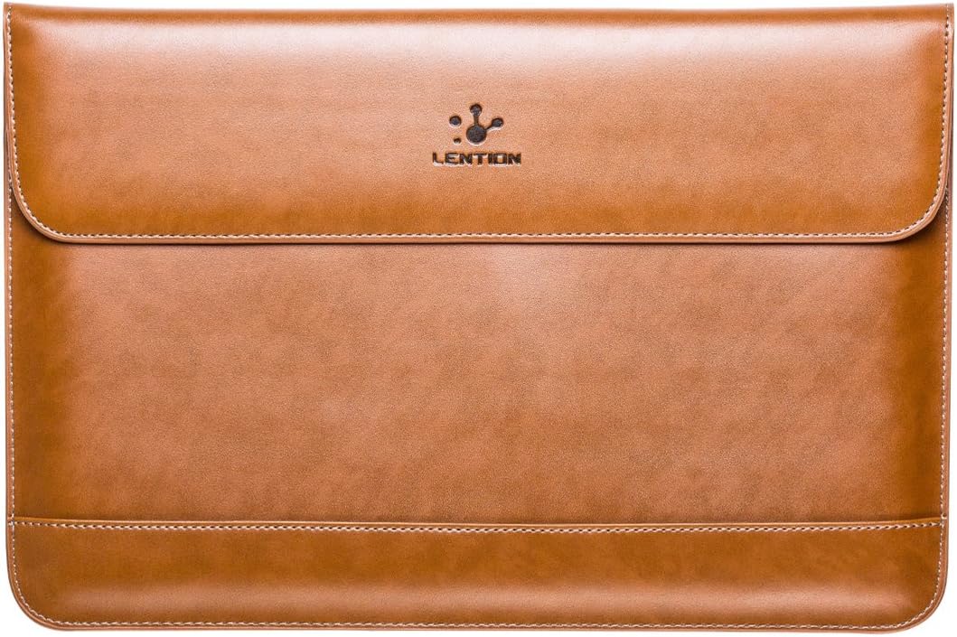 LENTION Split Leather Sleeve Case for MacBook Air 13 (2009-2017), MacBook Pro (Retina, 13-inch, Late 2012 to Early 2015), More 13-inch Laptop & Notebook, Magnetic Snaps & Soft Touch (Brown)