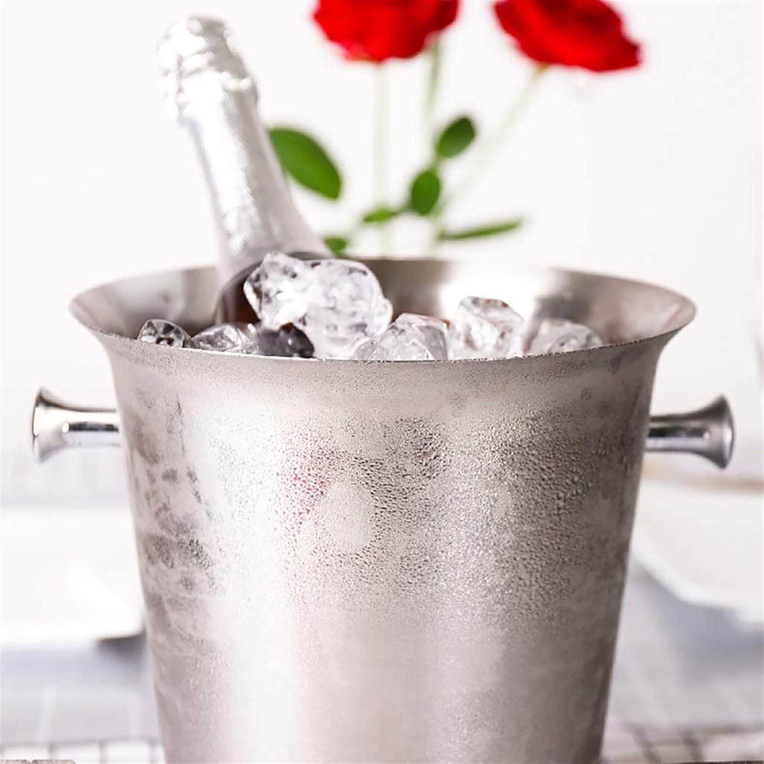 Feiyx High-Grade Stainless Steel Ice Bucket with Lid and Tongs,Double Walled Ice Bucket with Lid, Ice Tong, for Ice Cubes,Beer & Champagne Bottles