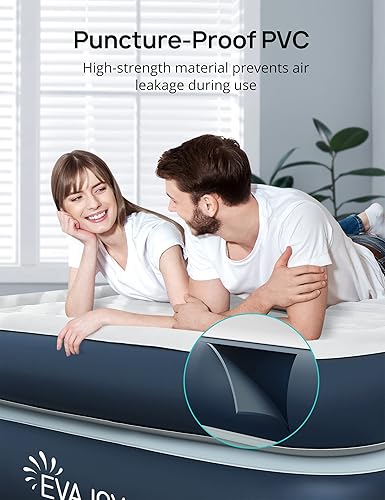 Vista 12 de Evajoy Colchón de aire de tamaño matrimonial con bomba integrada, colchón inflable de lujo doble alto de 18 pulgadas, cama fácil de inflar/ajustar