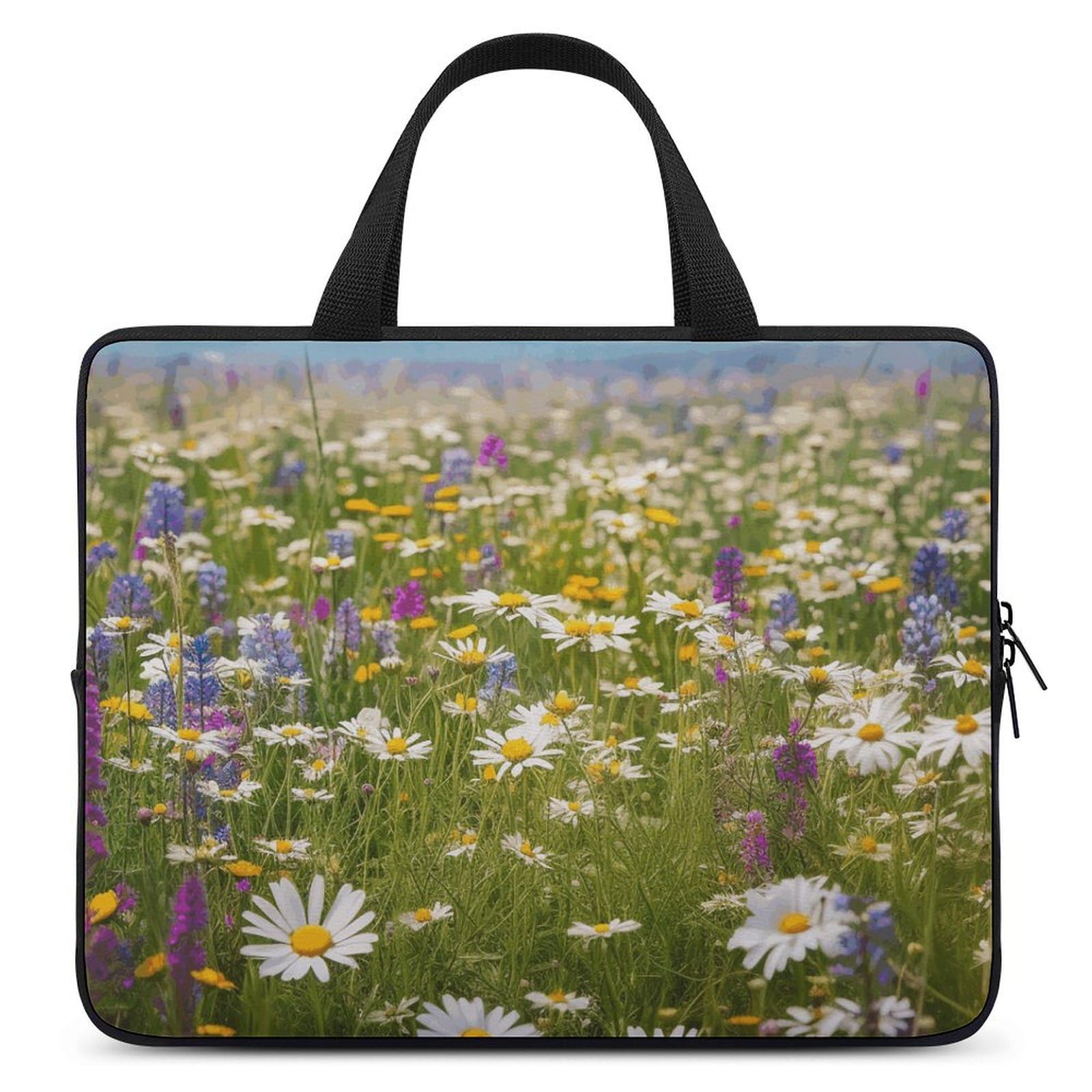 Housse ordinateur fleurs de prairie sacoche protection pc portable antichoc