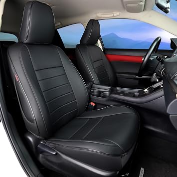 HKZ Custom Fit CT200h Seat Covers for Lexus CT 200h 2011 2012 2013 2014 2015 2016 2017- Full Set Leather Black