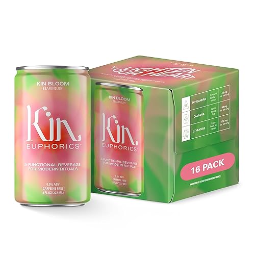 Kin Euphorics Kin Bloom Bebida Funcional Sin Alcohol  Rosé todo el día  Eleva tu mente y espíritu  Prebiótico  L-Teanina, Schisandra, Damiana  Lista