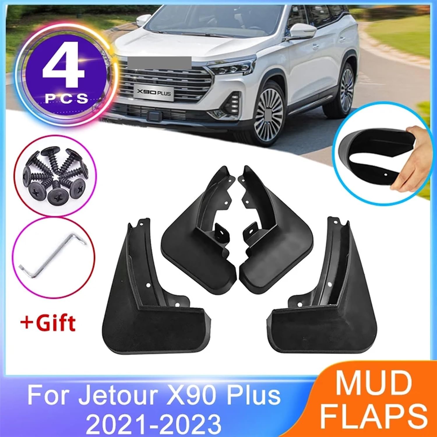 4Pcs For Jetour X90 Plus 2021 2022 2023 Front Rear Mudguards Wheels Protector Splash Guards fenders Car Accessories Mud Flaps