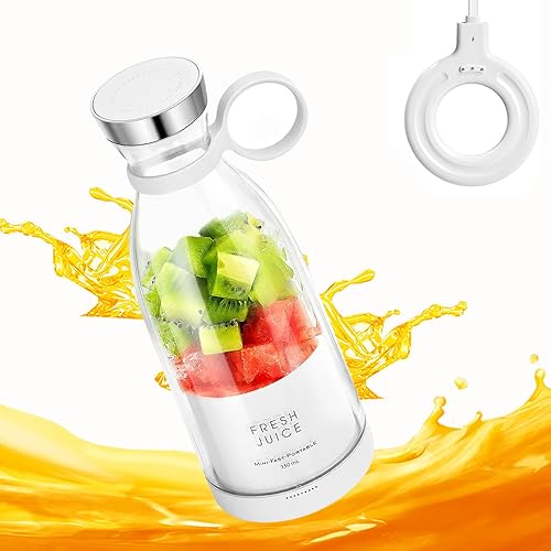 Miniatura 9 de Licuadora portátil personal, 11.8 fl oz recargable por USB con hoja de acero inoxidable, sin BPA y fácil de limpiar, taza de viaje compacta para