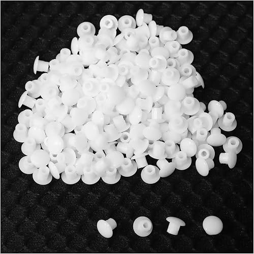 100 tapas de rosca de 0.197 pulgadas tipo empotrado de plástico blanco, tapones de agujeros para botones, para gabinetes, armarios, estantes y