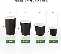 Vista 3 de 500-CT Disposable Black 12-oz Hot Beverage Cups with Double Wall Design: No Need for Sleeves - Perfect for Cafes - Eco Friendly Recyclable Paper