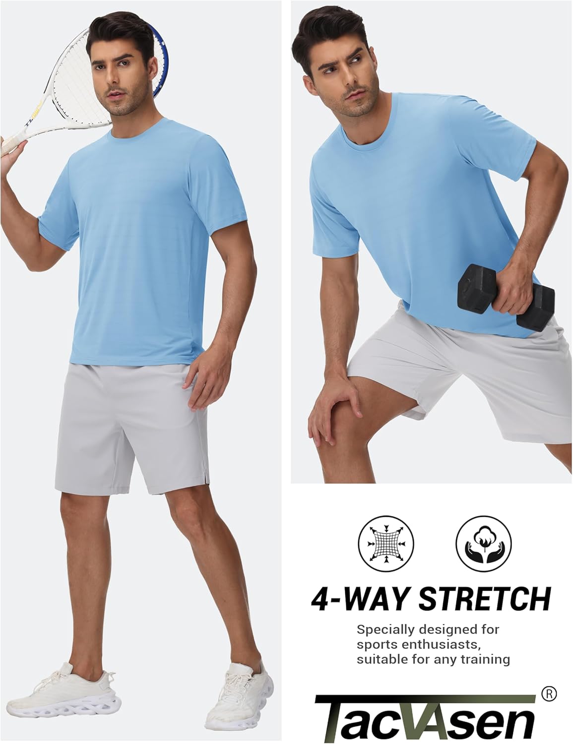 TACVASEN Men's Lightweight Athletic T-Shirts Quick Dry Workout Gym Tops Short Sleeve Running Tee Shirt Performance Activewear - Image 3