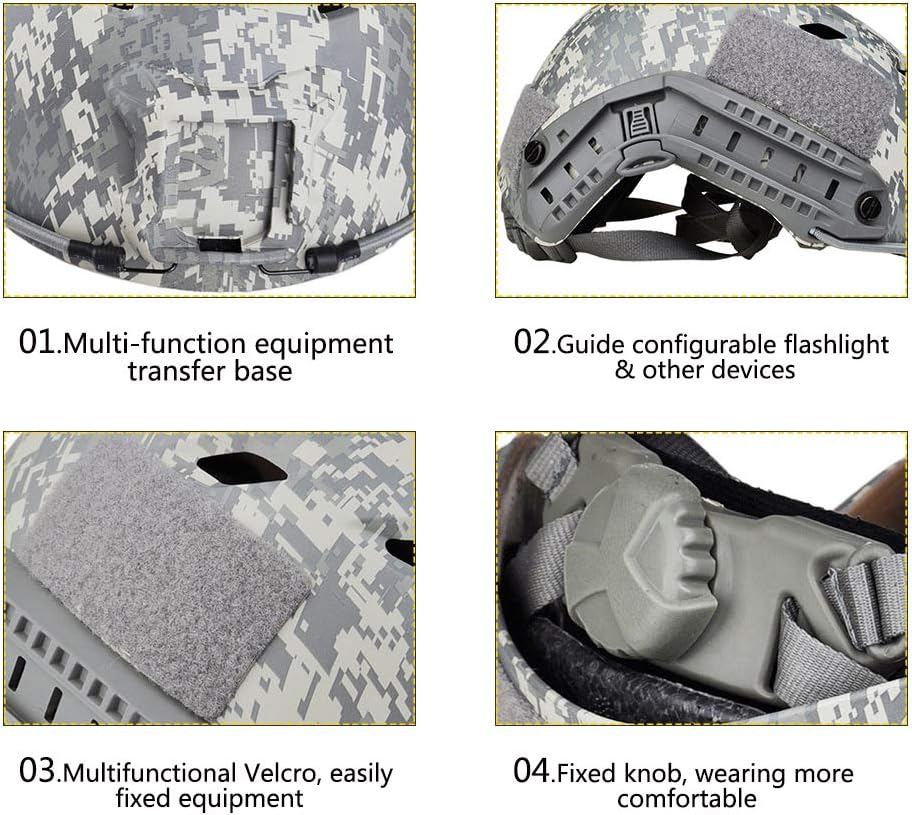 LOOGU Fast BJ Base Jump Military Helmet with 12-in-1 Headwear : Sports & Outdoors