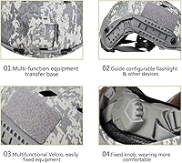 Vista 3 de LOOGU Casco táctico rápido para salto base de airsoft con gorro 12-en-1