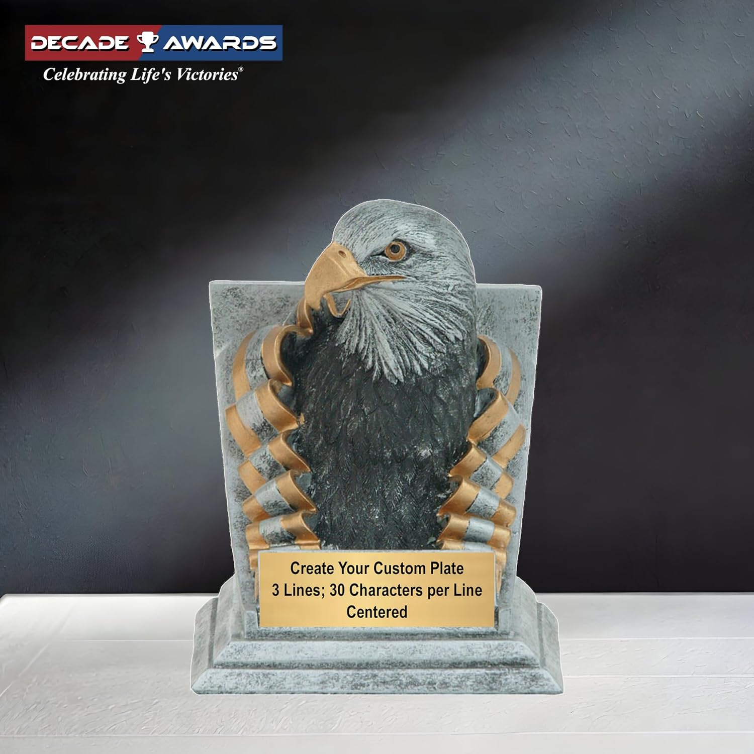 Eagle Trophy - Custom Engraved Mascot Award - Silver Gold Finish - Personalized School Spirit or Competition Award - Customize Now (4 Inch)