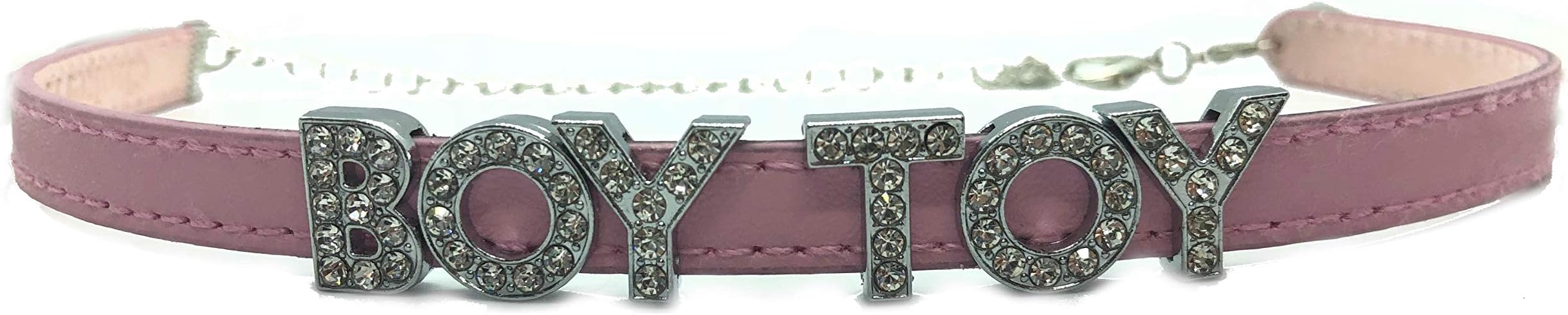Boy Toy Pink Leather Submissive Choker for Femboy Cute Kawaii
