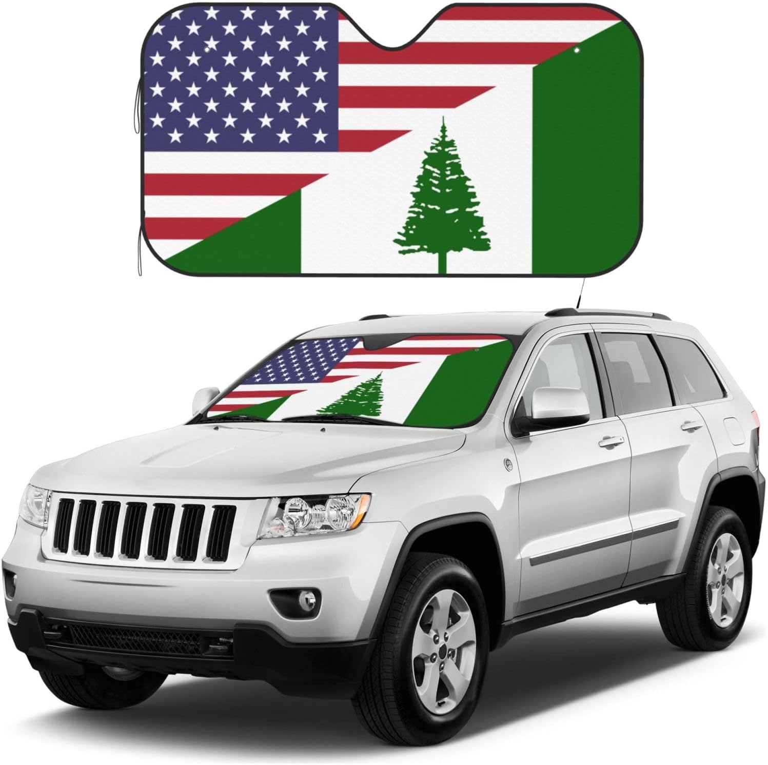 America Norfolk Island Friendship Flag Foldable Car Windshield Sunshade Blocks Heat and Sun Glare Uv Rays