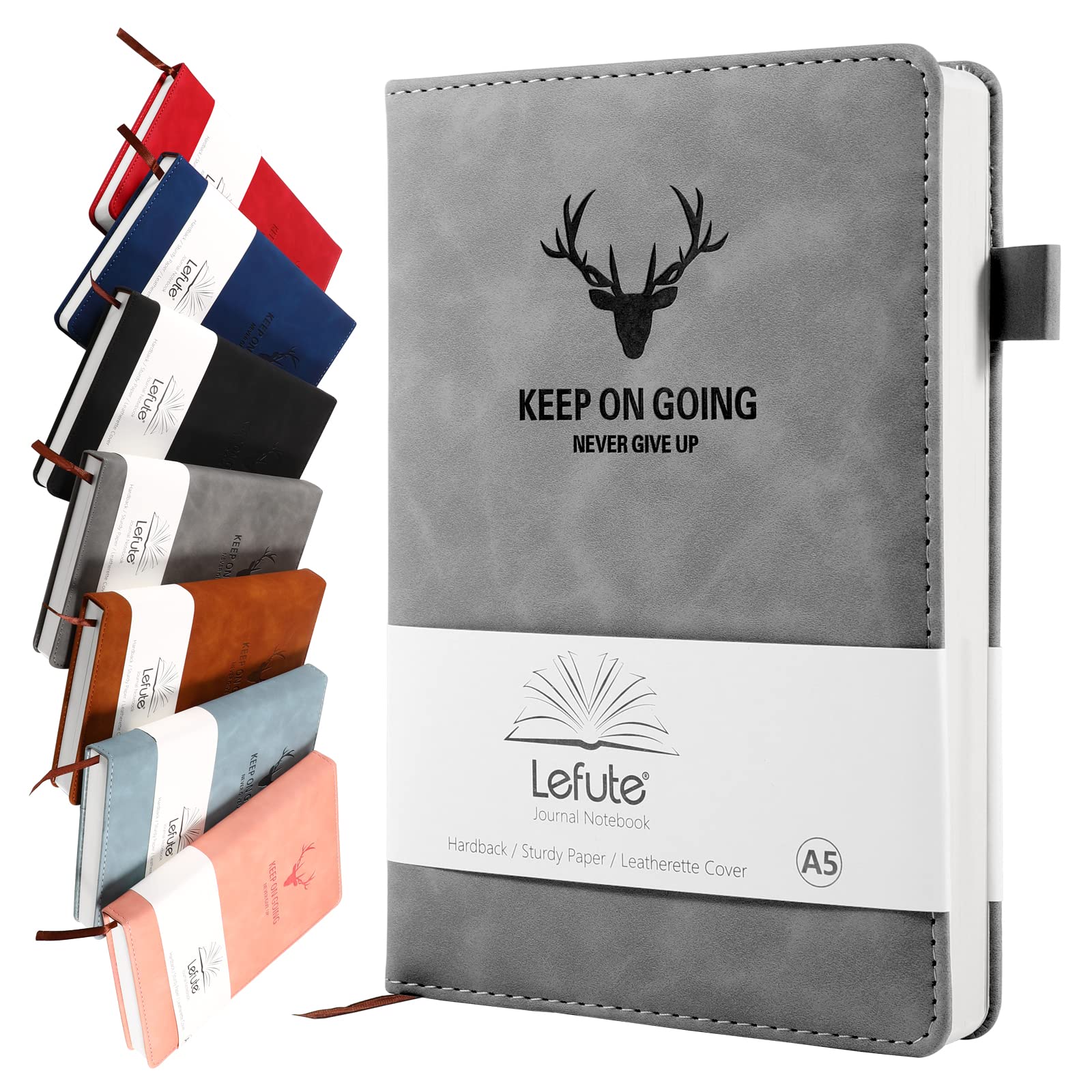 Lefute Notebook A5, Journal A5 Notebook Notepad Note book, 360 Pages Hardcover Journal Notebooks with Pen Loop for Office School Home Business Writing & Note Taking, Gray