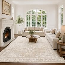 8x10 Area Rugs Living Room Bedroom Vintage Washable Carpet Beige