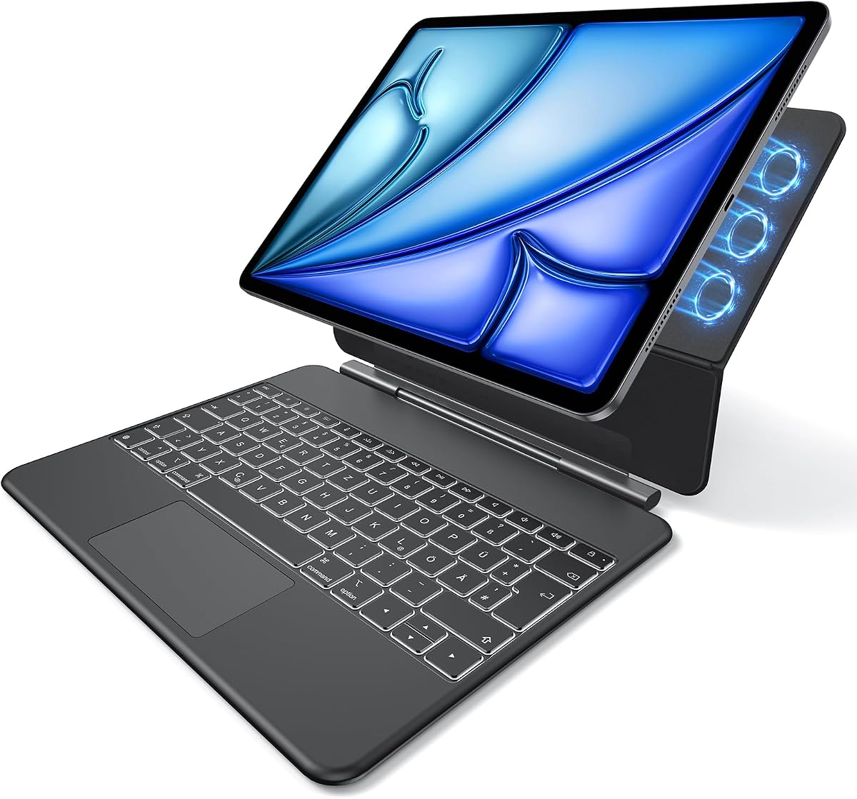 OMOTON Tastaturhülle für iPad Air 13 Zoll mit Trackpad, QWERTZ, KC014
