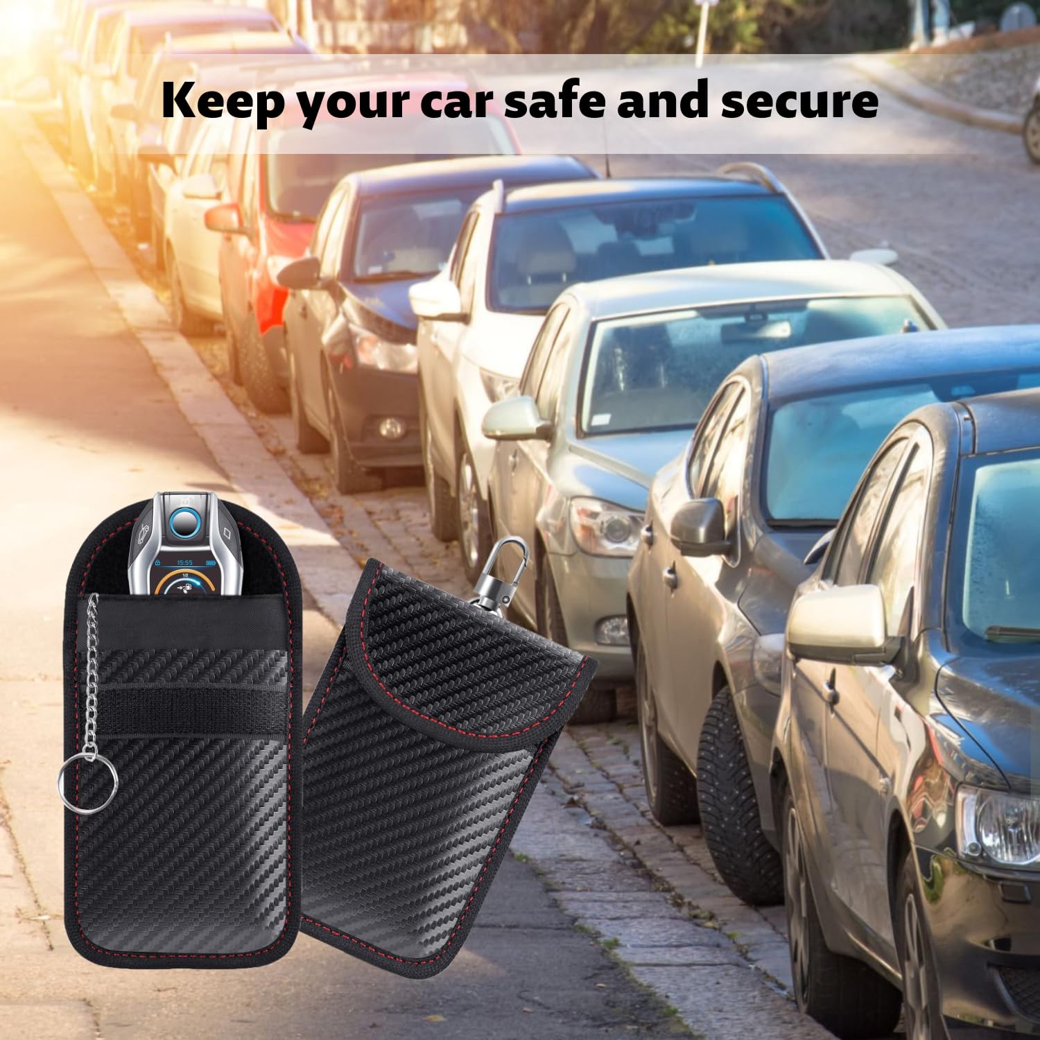 Étui De Protection Anti-piratage Pour Clé De Voiture Sans Contact - Lot De 2, Noir, 14x9 Cm