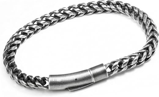 THE MEN THING 6mm Pure Stainless Steel Franco Link Chain Bracelet, American trending - Biker Punk Style Bracelet for Men &amp;...