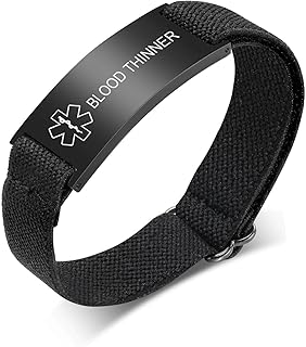 Personalized Medical Alert Bracelet for Men - Customized Elastic Strap Stainless Steel ID Bracelets Engraved Medic Info, Emergency Awareness Medic ID Bracelet for Autism Allergy Diabetic Epilepsy