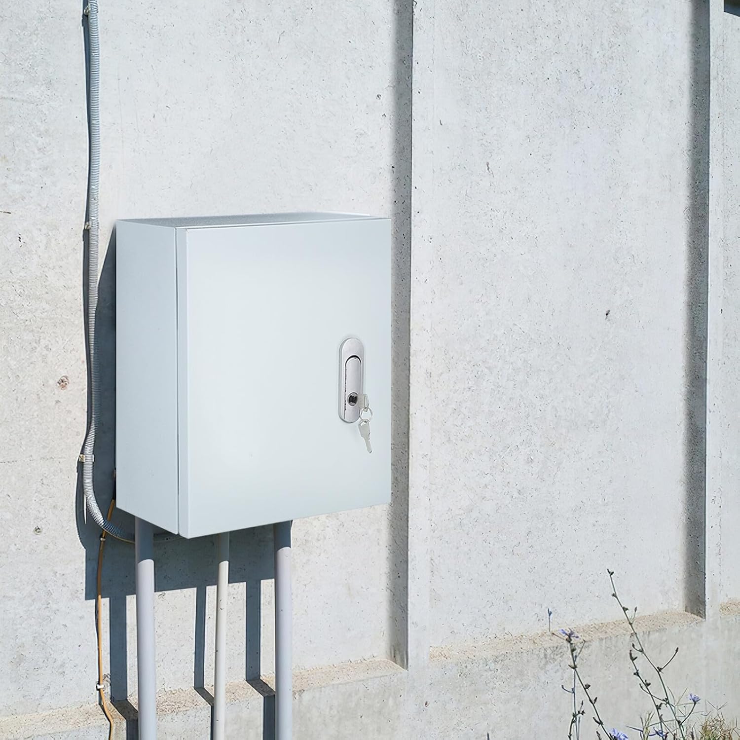 Healifty Weatherproof Wall-Mounted Electrical Enclosure Box 250x300x140mm Thickened Metal Control Panel Cabinet Without Handle for Outdoor Power Distribution