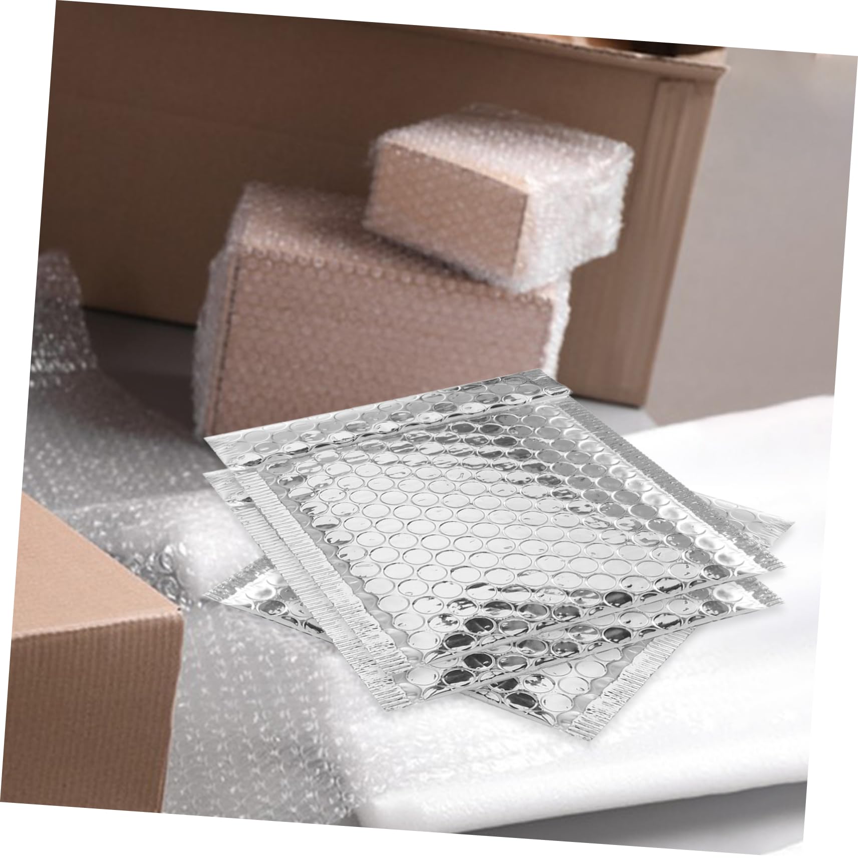 Buste Imbottite Argento 100 Pezzi in Makrofol per Spedizioni | Piccoli Accessori Cosmetici, Adatte a Packaging e Negozi, Superficie Scrivibile e Etichettabile