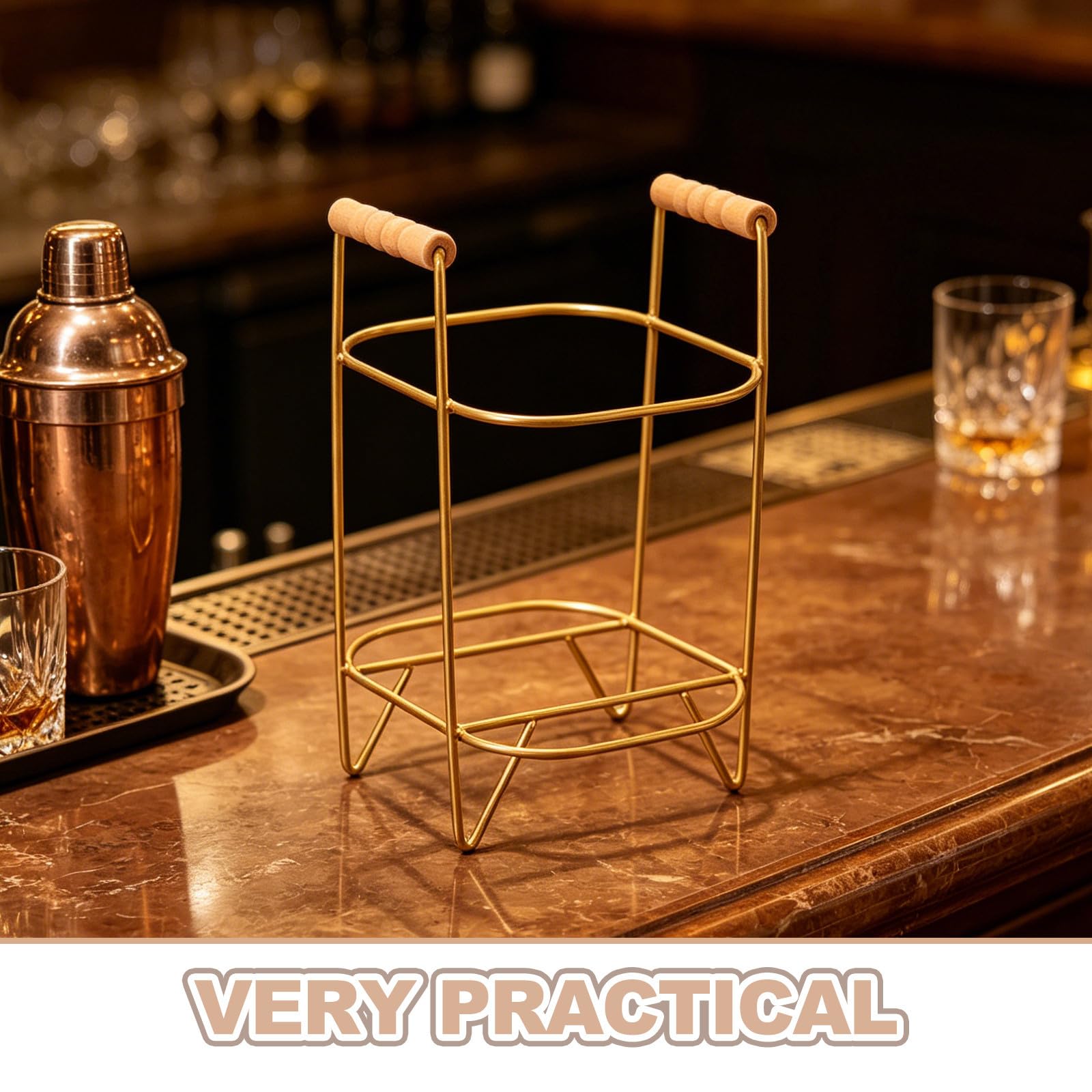 POPETPOP Soporte para Barril de Cerveza de 8 litros, Hierro y Madera