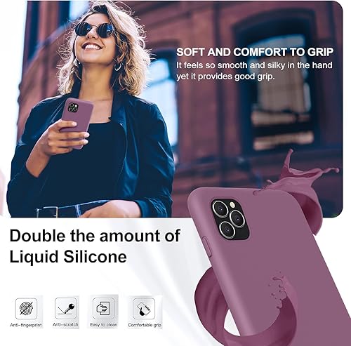 Miniatura 3 de Vooii Funda protectora para iPhone 11 Pro Max, silicona líquida suave de goma delgada de cuerpo completo para iPhone 11 Pro Max (con forro de